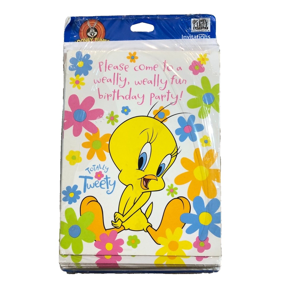 VTG Warner Bros Tweety Bird Party Invitations 8 In Pack-Sealed Hallmark Cards